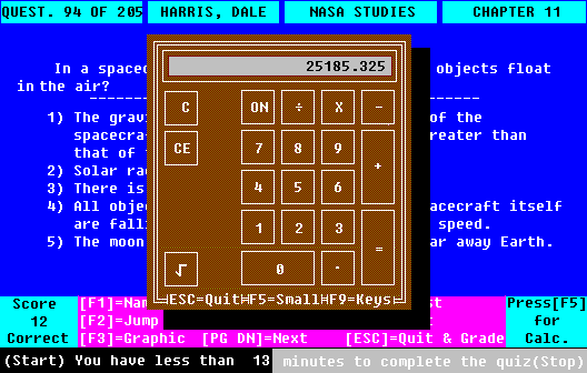 Calculator popped up over question.