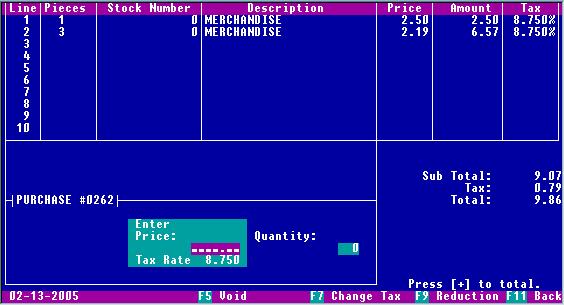 Minimum mode purchase screen