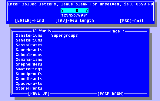 Crossword Helper screen.